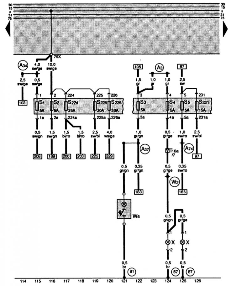 Освещение, световая сигнализация и выключатели (Ауди А4 Б5, 1994-2001 ...