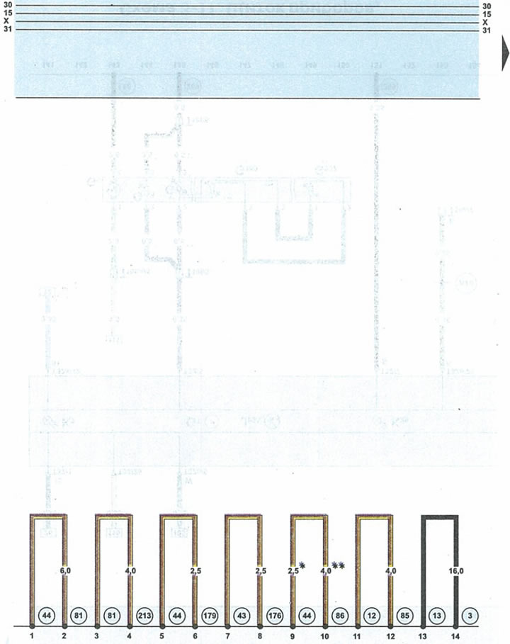 Схема 4-1. Точки «массы» (-) (Ауди А6 С5 Allroad, 1999-2005 ...