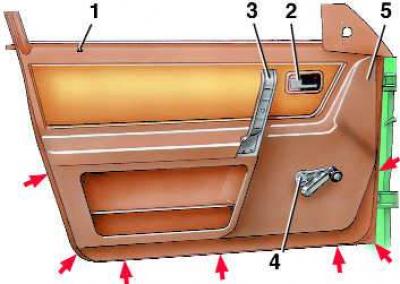 Ауди 100 как снять заднюю дверь Door trim (pre-December 1987 vehicles) (Audi 100 C3, 1982-1990 / Body / Body ele