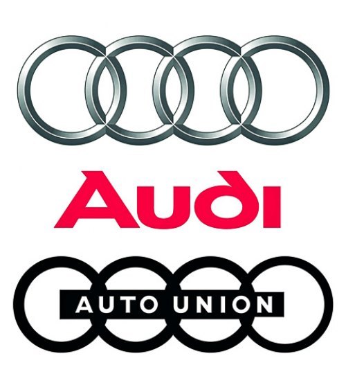 Это логотипы компании Audi. На верхнем изображении — кольца образца 1995 года, а на нижнем —…
