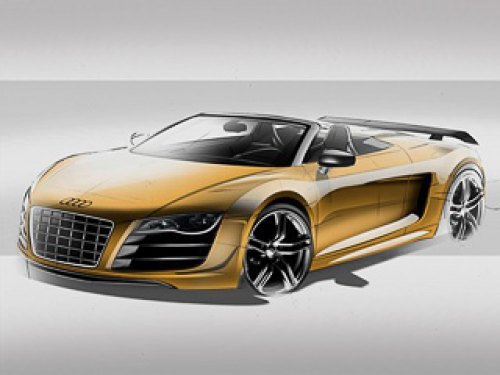 Облегчённую версию родстера Audi R8 Spyder отличают матовая фальшрадиаторная решётка, сплиттер из…