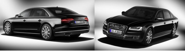 Четырехдверка A8 L Security выпускается с моторами V8 4.0 TFSI (435 л.с., 600 Н·м) и W12 FSI (500…