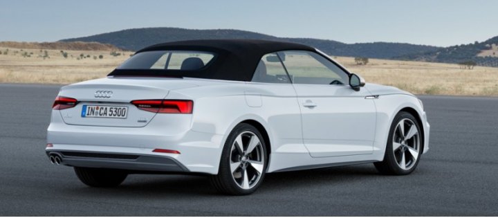 Опускается верх на Audi A5 за 15 с, а поднимается — за 18 с. Фонари светодиодные, тип фар зависит…
