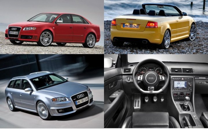 Седан Audi RS4 весил 1650 кг, а универсал и открытая модификация — 1710 и 1845 кг соответственно.