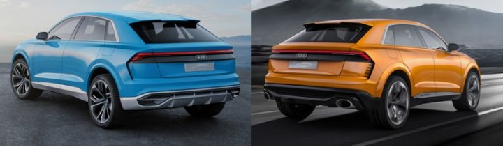 Слева — первый шоу-кар, показанный в Детройте (январь-2017), справа — Audi Q8 sport concept,…