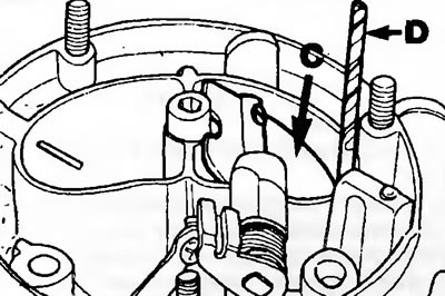 Рис. 6. Зазор воздушной заслонки - проверка
