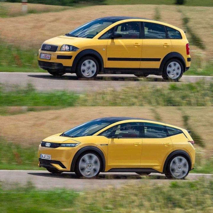 Сверху оригинальный Audi A2, снизу – рендер новой модели