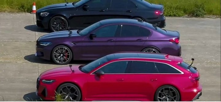 Смотрите гонку между Audi RS6 Performance, Mercedes E63 S и BMW M5 Comp