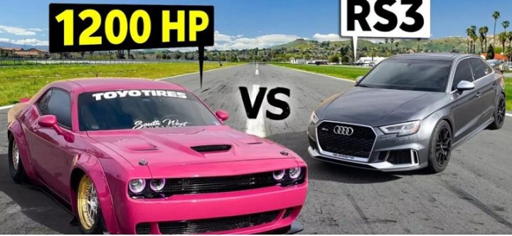 Взгляните на эту непредсказуемую гонку между Dodge Challenger Hellcat и Audi RS