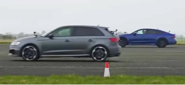 Сможет ли Audi RS3 обогнать более мощного RS7 в драг-рейсинге