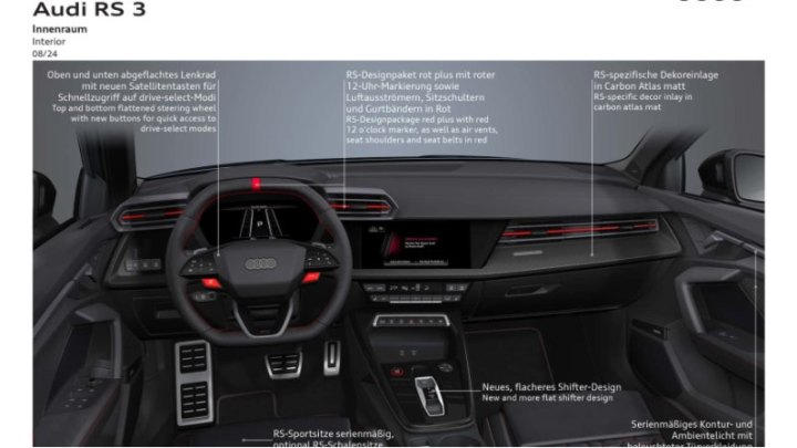 В Германии цена RS3 Sportback составляет 66 000 евро, а версия Sedan начинается с 68 000 евро.