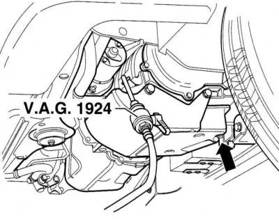 16. Remove the plug from the filler neck.