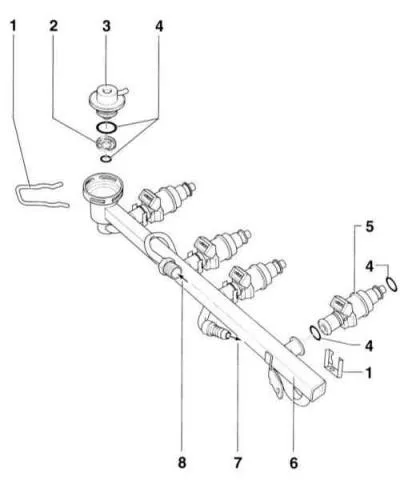 Fuel distribution line with injectors