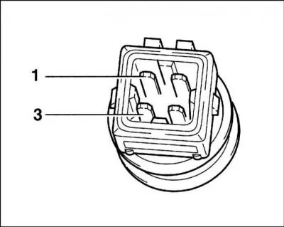 27. Disconnect the four-pin electrical connector from the coolant temperature sensor.