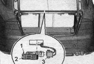 Using a flat-head screwdriver, press the lock «1» and remove the trunk light «2». Do not disconnect…