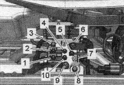Адкруціць правады «1, 2, 3, 5, 6, 9». Выкруціць ніт «8» і зняць з расцяжкі разветвитель 2 кл. 30…