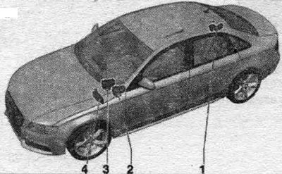1. Skrzynka przekaźników/bezpieczników F «SF»: Elementy: «J9», «J84», «J807».