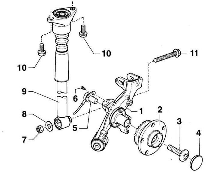 Amortizer, zglob i glavčina kotača