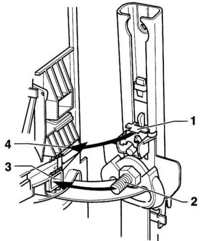 2. Pomaknite kopču s ključem (4), bez pritiskanja ključa, odozgo prema dolje na polugu za…