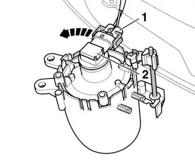 3. Disconnect the headlight connector (1).