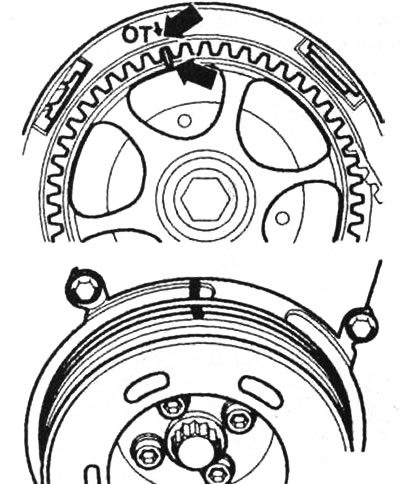 Oznake TDC za cilindar br. 1 na zupčaniku bregastog vratila i koljenastom vratilu su jedna nasuprot…