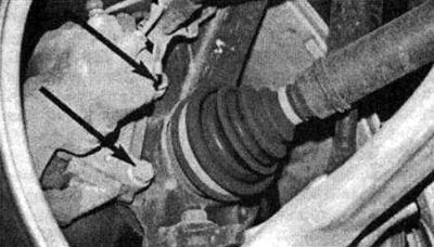 Za skidanje čeljusti kočnice potrebno je samo odvrnuti dva vijka (strelice)