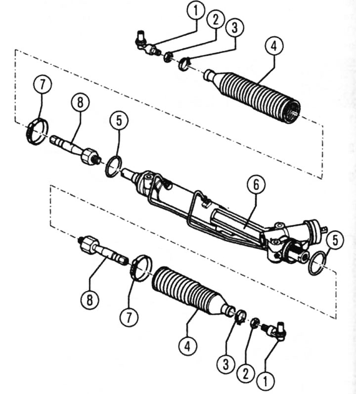 Servo upravljač: 1 - kraj spone, 2 - šesterokutna matica 40 Nm. 3 - stezaljka trake (mora se…