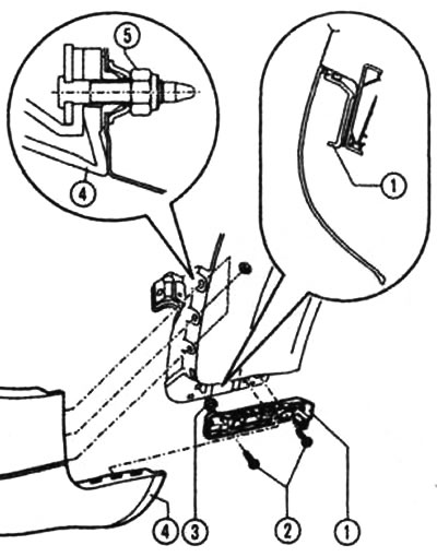 Vodič: 1 - dio vodilice, 2 - vijak (1,5 Nm), 3 - stezaljka, 4 - obloga, 5 - šesterokutna matica s…