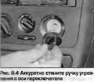4. Внимателно издърпайте ръкохватките от валовете на контролния превключвател (фиг. 9.4).