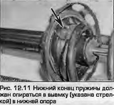 11. Ugradite komprimiranu oprugu na donju potpornu čašicu. Pritom pazite da kraj donjeg svitka…