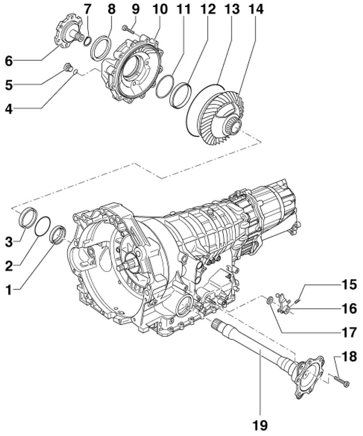 1,2s. Подробности за монтаж на преден диференциал на AWD модели с AT 1. Печат; 2, 11. Регулираща…