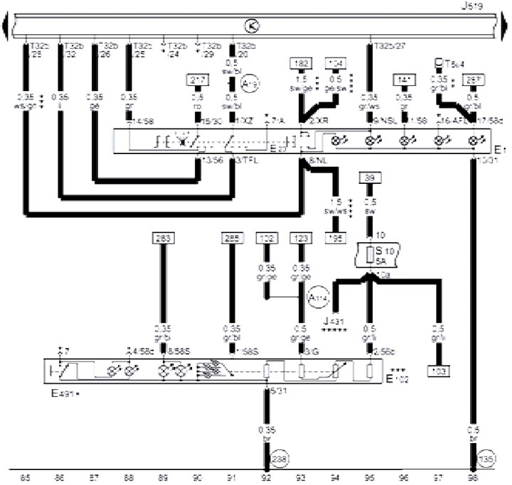 19-7 Light switch, headlight range control