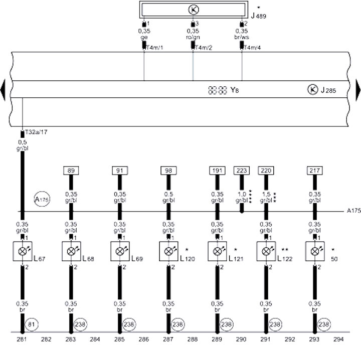 19-21 Climate control panel illumination, radio clock