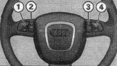 Controls on the multifunctional steering wheel.