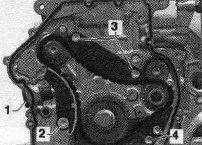 Remove balance shaft drive chain tensioner «1». Remove tension bar «2». Remove damper «3». Remove…