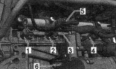 1. Wtryskiwacz cylindrowy. 1 «N30»; 2. Wtryskiwacz cylindrowy. 2 «N31»; 3. Wtryskiwacz…