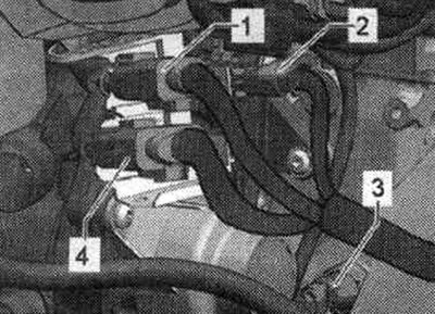 Vstrekovače 1,0 t FSI; 2. Snímač klepania 1 «G61»; 3. Snímač tlaku oleja, úroveň 3 «F447»; 4. Pre…