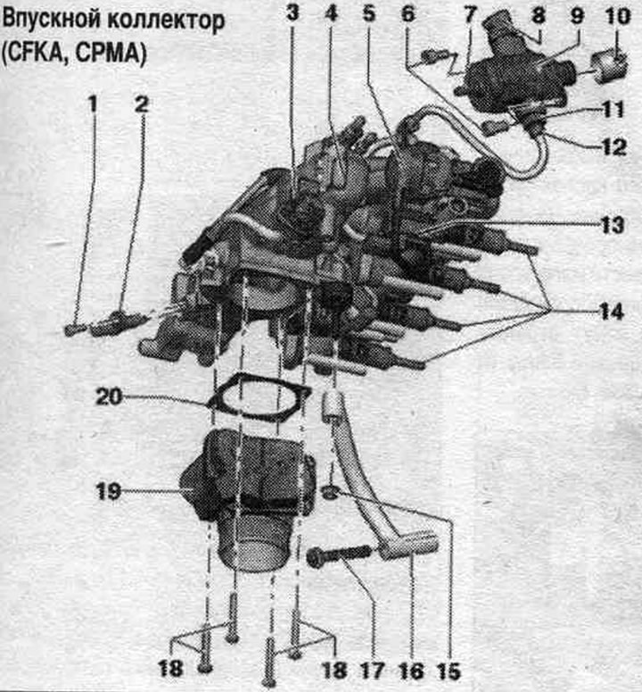 1. Болт на сензора за температура на всмукателния въздух «G42»: 9 Nm.