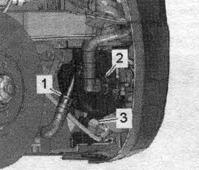 Адлучыць раз'ём «3» ад электрарухавіка помпы другаснага паветра «V101» і вызваліць праводку.…