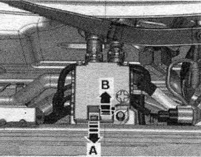 Разблакаваць фіксатар «стрэлка А» і адкрыць вечка «стрэлка Ў».