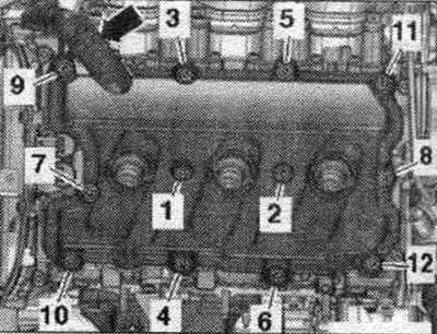 Зацягнуць балты ў паслядоў. «1...12» момантам 9 Нм.