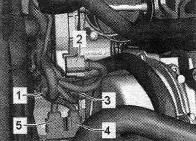 1. Vstrekovače (rad valcov 1). 2. Riadiaca jednotka škrtiacej klapky «J338». 3. Snímač klepania 1…