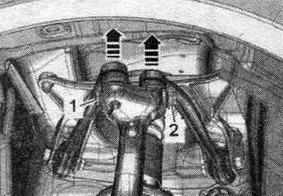 Отсоединить штекерный разъем «2» от кронштейна, для этого потянуть фиксатор назад «стрелка А» и…