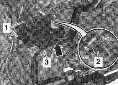 Вивернути болти «1» і «2», покласти осторонь насос г/у керма. На малюнку показано монт. положення…