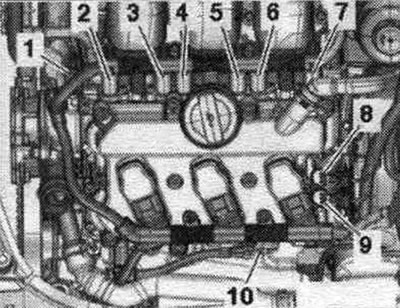 1. Датчик Холла 2 «G163». 2. Викон. елемент 7 сист. регулювання фаз ГРМ «F372» (Регулятор фаз ГРМ А…