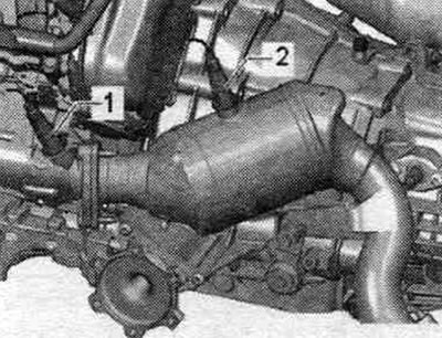 1. Лямбда-зонд 2 «G108». 2. Лямбда-зонд 2 після каталізатора «G131».