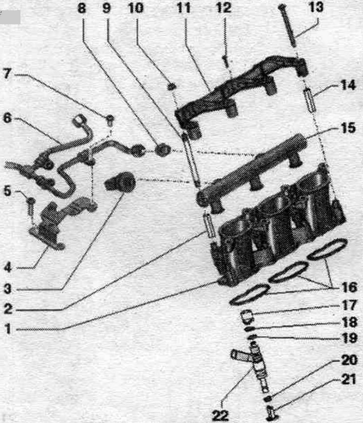 1. Нижня частина впускного колектора.