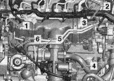 3. Siłownik kolektora dolotowego o zmiennej geometrii «V183». 4. Silnik klapy kolektora dolotowego…