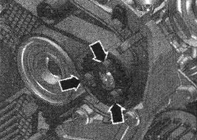 Loosen the camshaft timing belt sprocket arrow bolts by approximately 90°. Loosen the fuel pump…