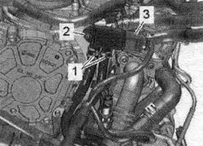 Раз'яднаць штэкернае злучэнне «3» датчыка рознасці ціскаў «G505». Выкруціць ніт «2» і вызваліць…